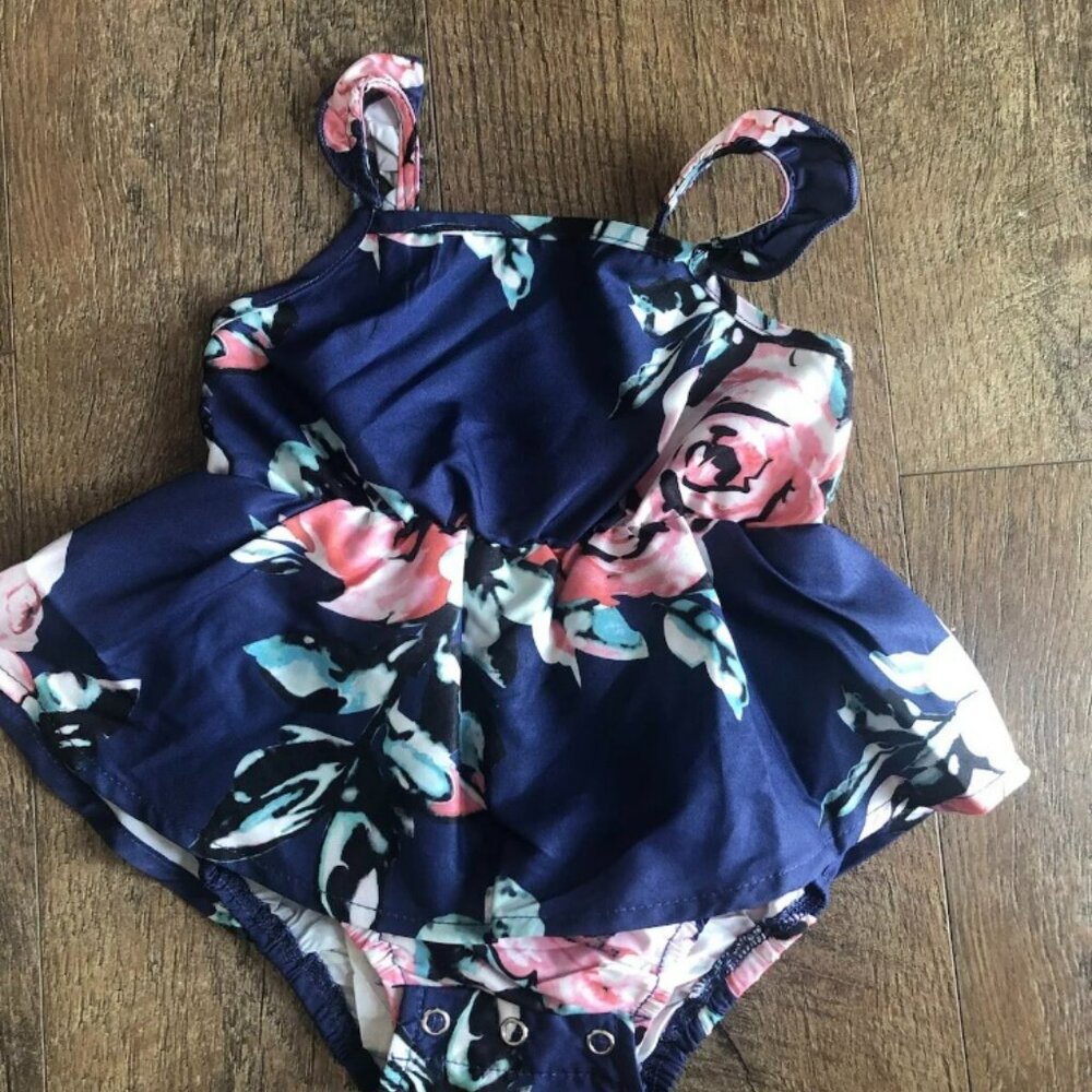 Baby Girl Ruffle Straps Floral Dress 3 to 6 months